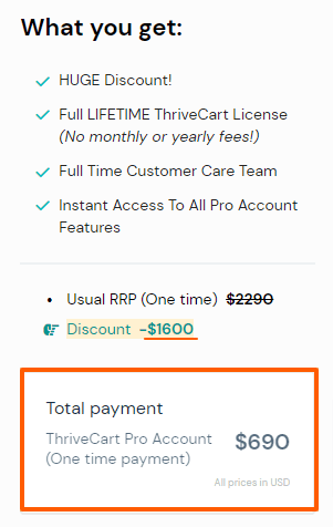 Discount on ThriveCart-Pro-Account