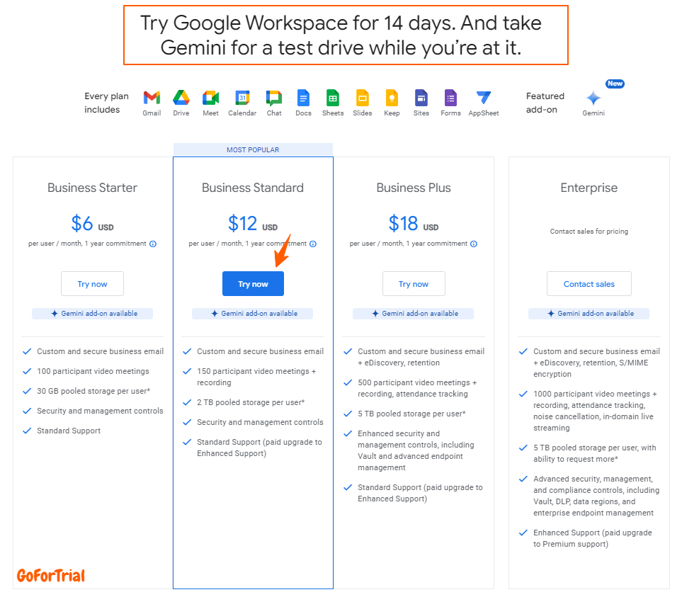 Google Workspace Pricing Plans USA
