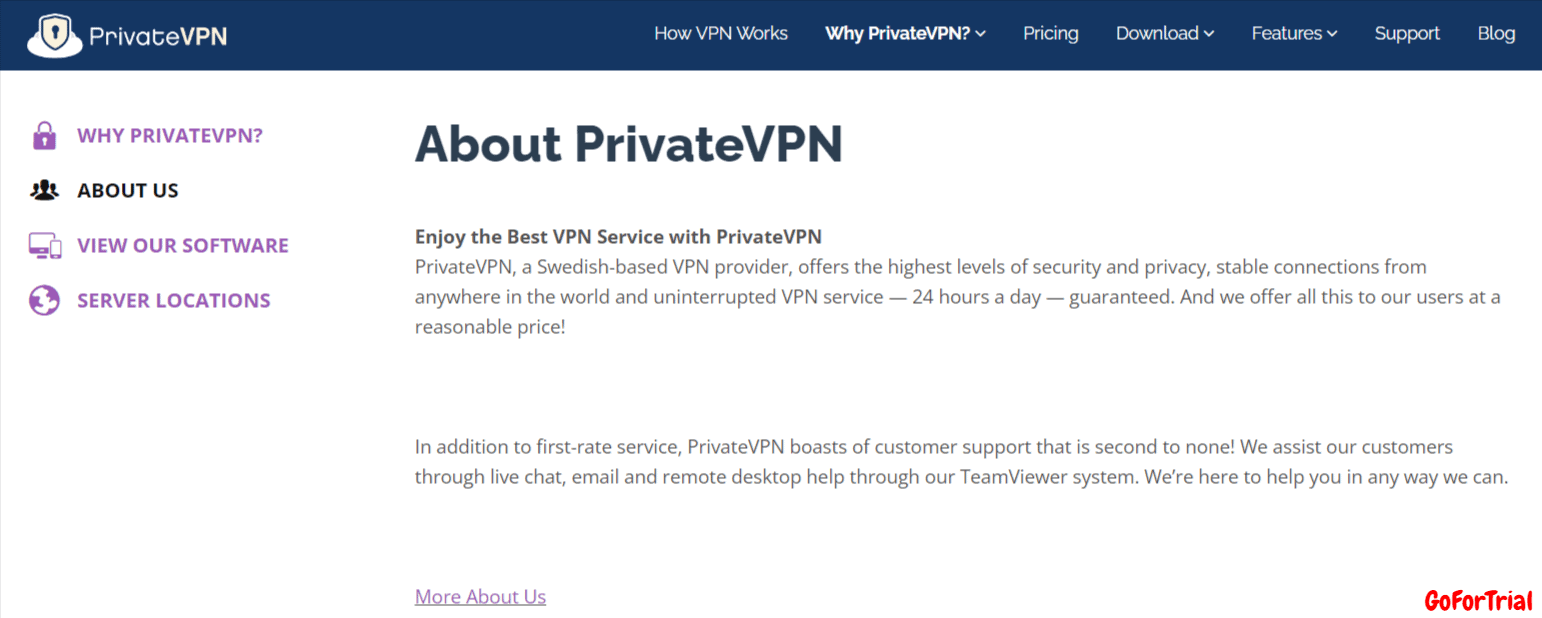 Overview of PrivateVPN