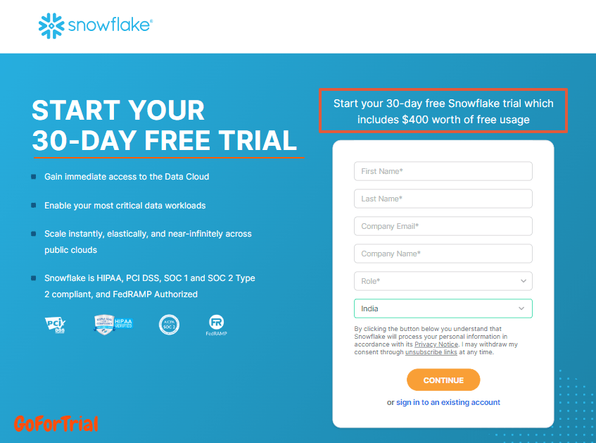Snowflake Free Trial: Start Your 30 Day Trial Account for Free Now 3 Snowflake Free Trial Form