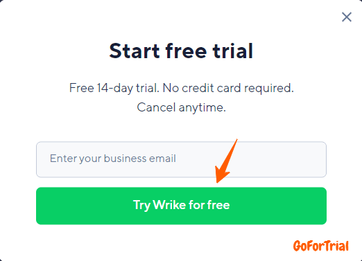 Wrike Sign up new account