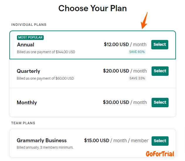 Grammarly Plans with Discount