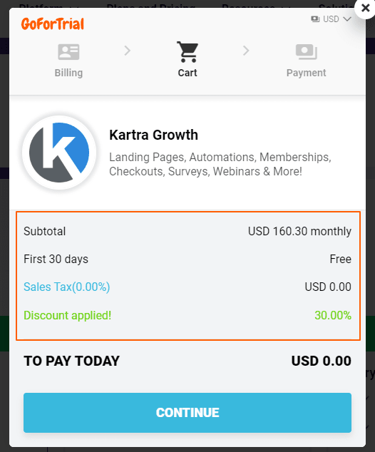 Kartra Growth Plan after Coupon EXTRA 30