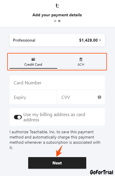 Teachble Payment Page