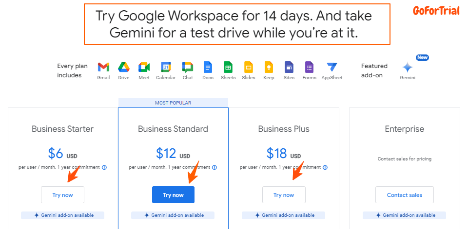 Google Workspace Pricing Plans USA