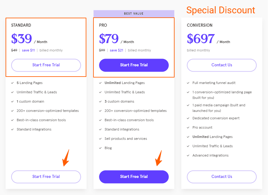 Working Leadpages Discount Coupon, Avail Upto 46% OFF on Plans 1 LeadPages Special Discount Plans Monthly