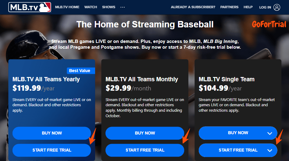 MLB TV Free Trial