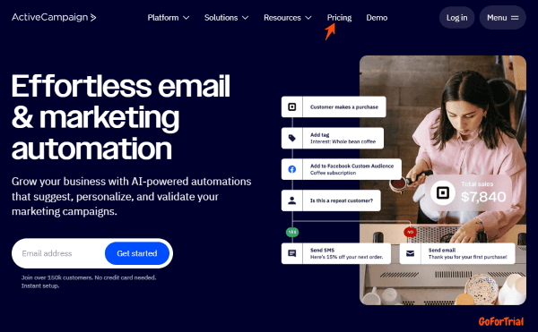 ActiveCampaign Main Page
