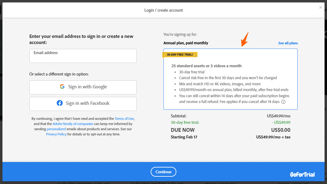 Adobe Stock Free Trial: Free Download From Your Trial Account 5 Adobe-Stock-pricing plan selection create account
