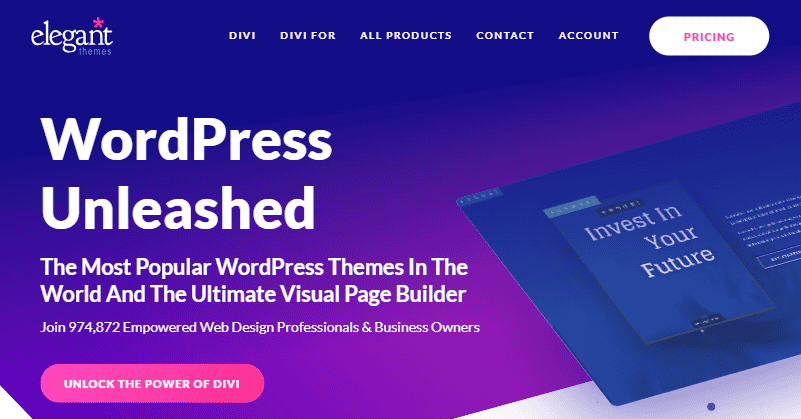 Elegant Themes Coupon Code, Get upto 75% Discount on Divi Plans 7 Elegant themes home page banner