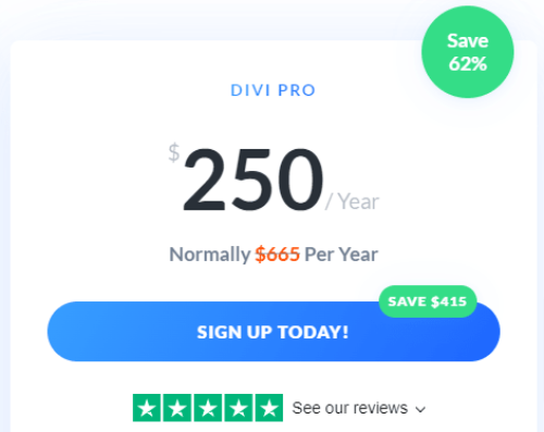 Divi Discount Yearly Plan - Save $415