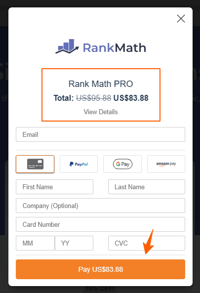 Rank Math Pro Discount, Avail Special 65% OFF on its Plans 3 Rank Math Checkout Page Pro Plan